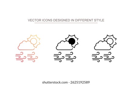 Diseño de icono de nube de sol con fondo blanco
