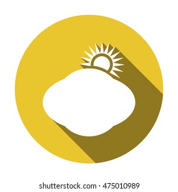 Sun cloud icon. Flat design.