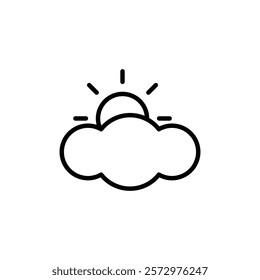 Sun cloud icon flat editable icon mark