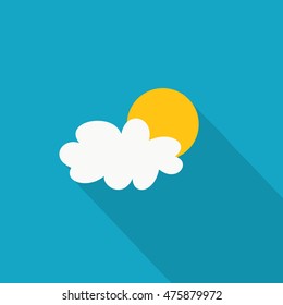 Sun and cloud icon. Flat icon vector illustration.