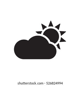Sun cloud icon, isolated   Flat design.