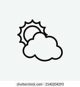  sun cloud icon, isolated weather outline icon in light grey background, perfect for website, blog, logo, graphic design, social media, UI, mobile app, vector illustration