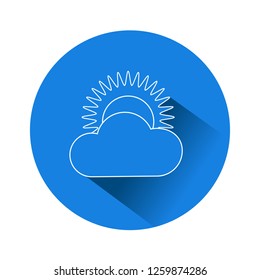 Sun and Cloud icon, Line drawing, elements are grouped.
