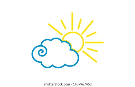 The sun and cloud icon. Modern weather icon. Flat vector symbols.