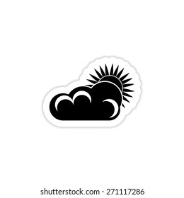 sun cloud icon on a white background with shadow