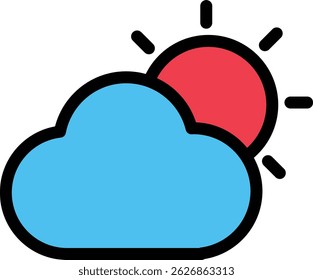 Sun and Cloud Icon Representing Partly Cloudy Weather and Daytime Forecast