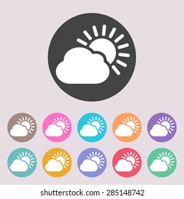 Sun cloud icon. Set of colored icons.