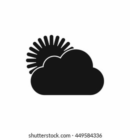 Sun and cloud icon in simple style isolated vector illustration