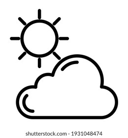 Sun with cloud, icon of sunny weather