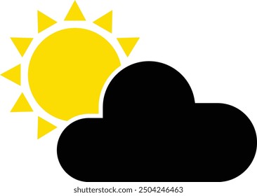 sun and cloud icon symbolizing weather conditions. sun partially obscured by a fluffy cloud evokes a of partly cloudy or mostly sunny weather. vector icon is perfect for weather apps, website design