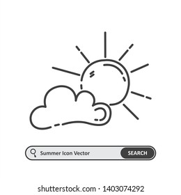 sun and cloud icon thin line