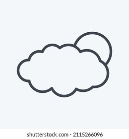 Sun Cloud Icon in trendy line style isolated on soft blue background