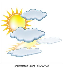 Sun cloud icon vector