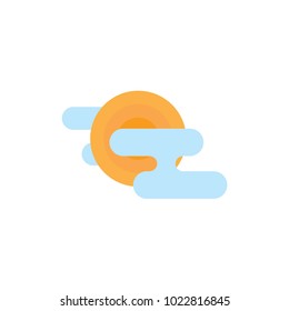 Sun and cloud icon vector flat design