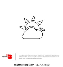 Sun & cloud Icon - Vector Illustration - Flat pictogram icon