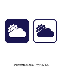 Sun cloud icon vector. Weather forecast. Blue and white
