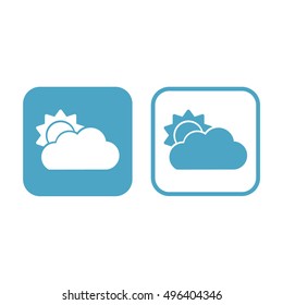 Sun cloud icon vector. Weather forecast. White and blue