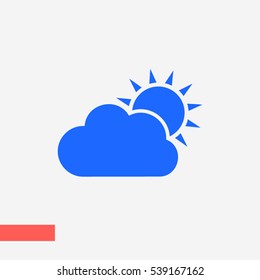 sun and cloud icon vector, weather