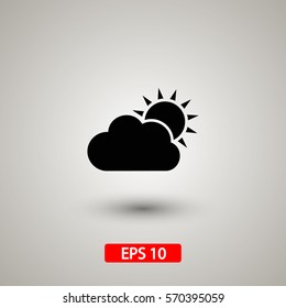 sun and cloud icon vector, weather