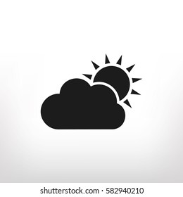 sun and cloud icon vector, weather