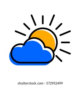 Sun & cloud icon. Weather sign. Simple vector element for mobile app, widget or website.