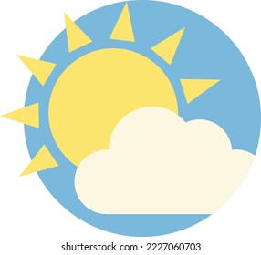 Sun cloud icon. Weather sky round symbol
