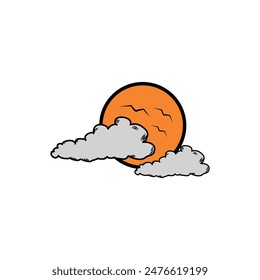 Sun and cloud icon. Weather symbol. Meteorology sign. Flat color design. Graph symbol for travel and tourism web site and apps design, logo, app, UI