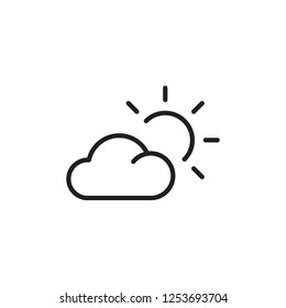 Sun with cloud icon. Weather vector icon. season sign. Trendy Flat style for graphic design, Web site, UI. EPS10. - Vector illustration