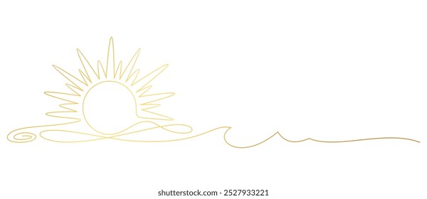 Estilo de arte de línea de sol y nube. Elementos de Vector de verano