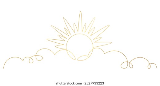 Sun und Cloud Line Art Style. Sommervektorelemente