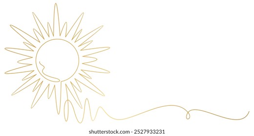 Sun and Cloud Line Art Style. Summer Vector Elements