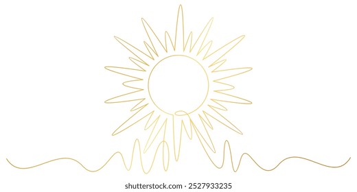 Estilo de Arte da Linha do Sol e da Nuvem. Elementos vetoriais de verão