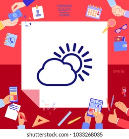 Sun cloud line icon