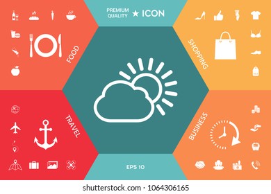 Sun cloud line icon