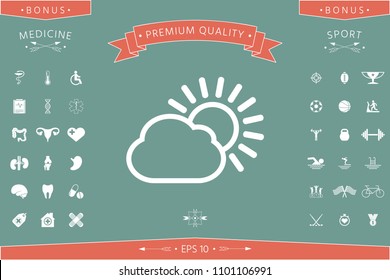 Sun cloud line icon