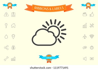 Sun cloud line icon