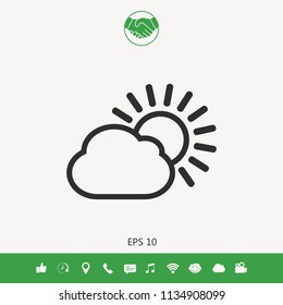 Sun cloud line icon