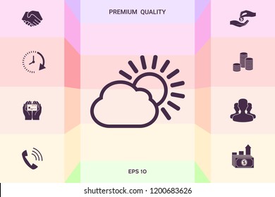 Sun cloud line icon