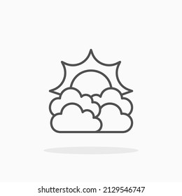 Sun with cloud line icon. Editable stroke and pixel perfect. Can be used for digital product, presentation, print design and more.