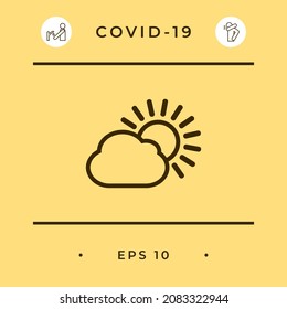 Sun cloud line icon, elements for your design