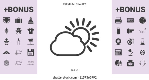 Sun cloud line icon - graphic elements for your design