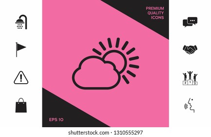 Sun cloud line icon. Graphic elements for your design