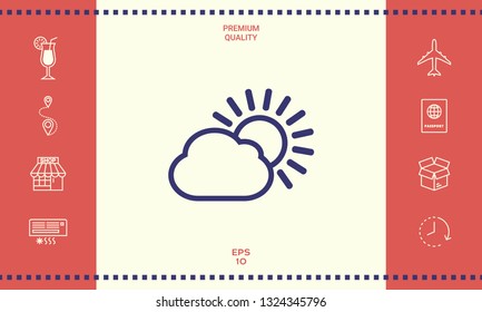 Sun cloud line icon. Graphic elements for your design