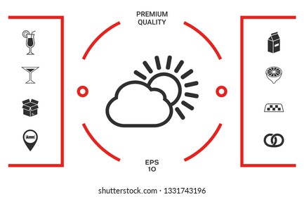 Sun cloud line icon. Graphic elements for your design