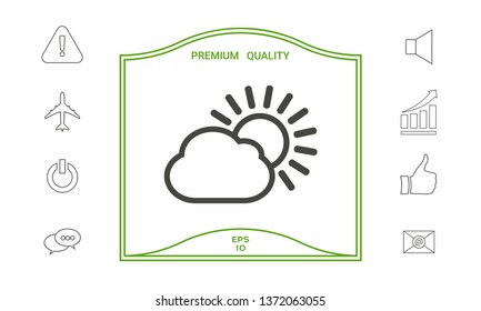 Sun cloud line icon. Graphic elements for your design