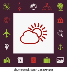 Sun cloud line icon. Graphic elements for your design