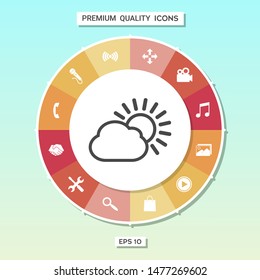 Sun cloud line icon. Graphic elements for your design