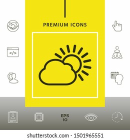 Sun cloud line icon. Graphic elements for your design