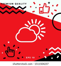 Sun cloud line icon. Graphic elements for your design