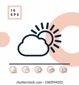 Sun cloud line icon. Graphic elements for your design